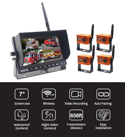 7 Inch Digital 1080P Vehicle Wireless Camera System Features