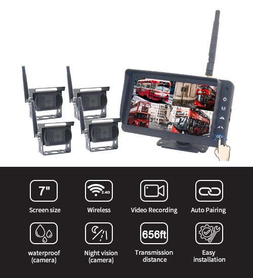 7 Inch HD Vehicle Wireless Rear View Camera System Features