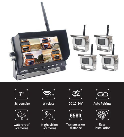 7 Inch HD Vehicle Digital Wireless Backup Camera System Features