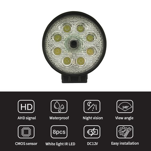 960P HD Waterproof LED Night Vision Vehicle Work Light Camera Features