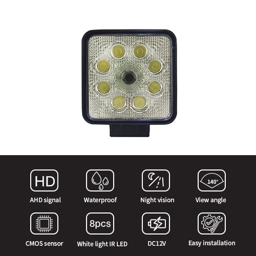 960P HD Waterproof LED Night Vision Vehicle Work Lamp Camera Features