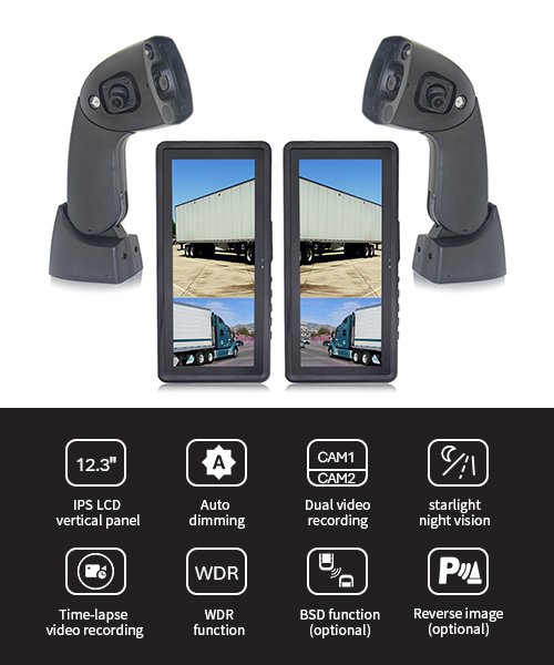 12.3 Inch HD Electronic Mirror Camera System for Truck Features