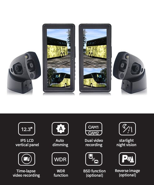 12.3 Inch HD Electronic Mirror Camera System for Bus Features