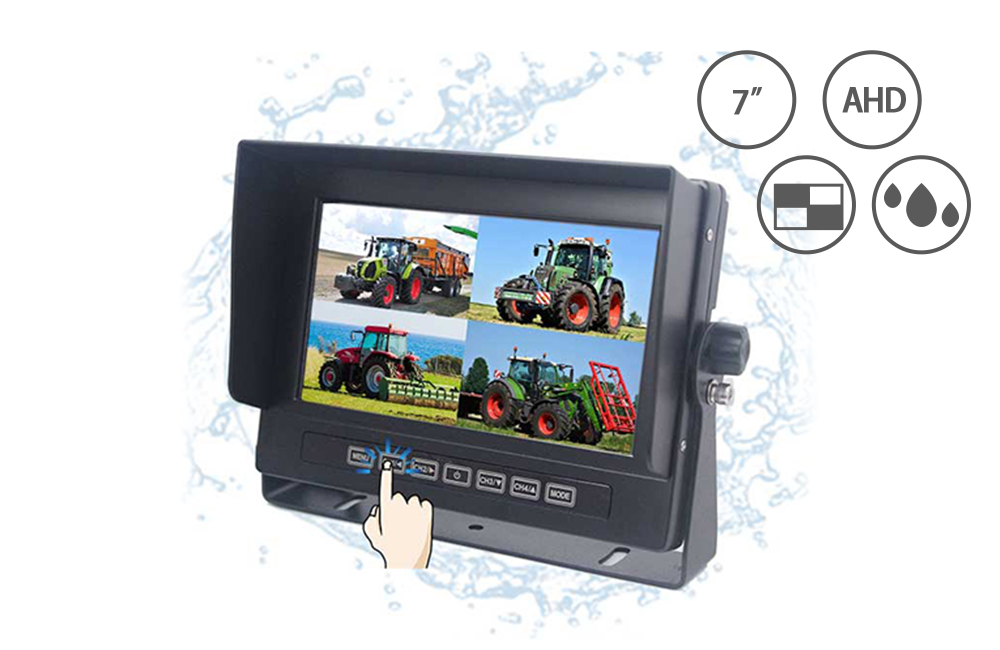7 Inch Vehicle Quad Monitor with Touch Button (Quad View Monitor)