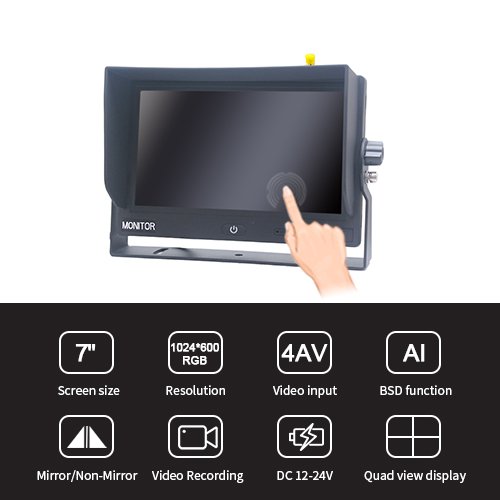 7 Inch Advanced Vehicle AHD Quad Monitor with Al Features