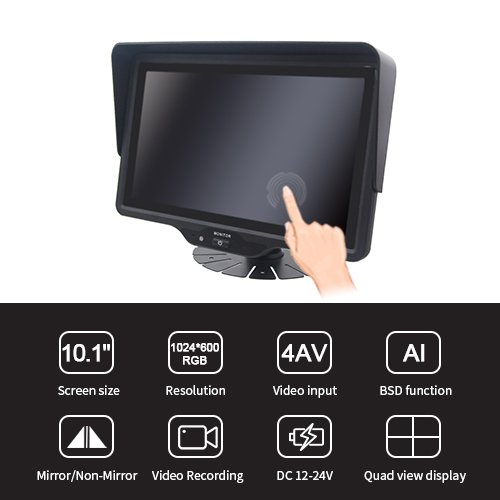 10.1 Inch HD Intelligent BSD Vehicle Monitor with AI Features