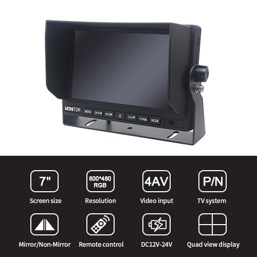 7 Inch Quad View Monitor with Digital Screen Features