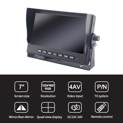 7 Inch Quad View HD Vehicle IPS LCD Monitor Features