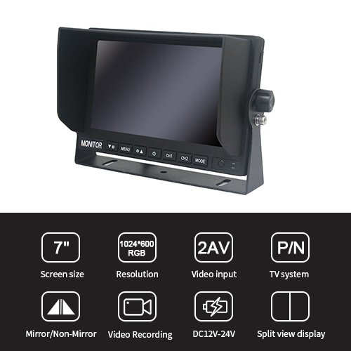7 Inch HD LCD Vehicle DVR Recording Monitor Features