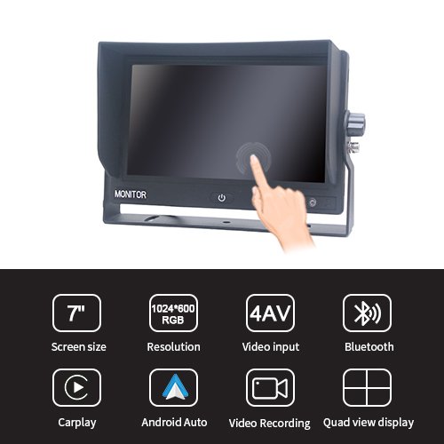 7 Inch HD Digital Rear View Wireless CarPlay Monitor Features