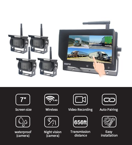 7 Inch HD Digital Wireless Vehicle Monitoring System Features