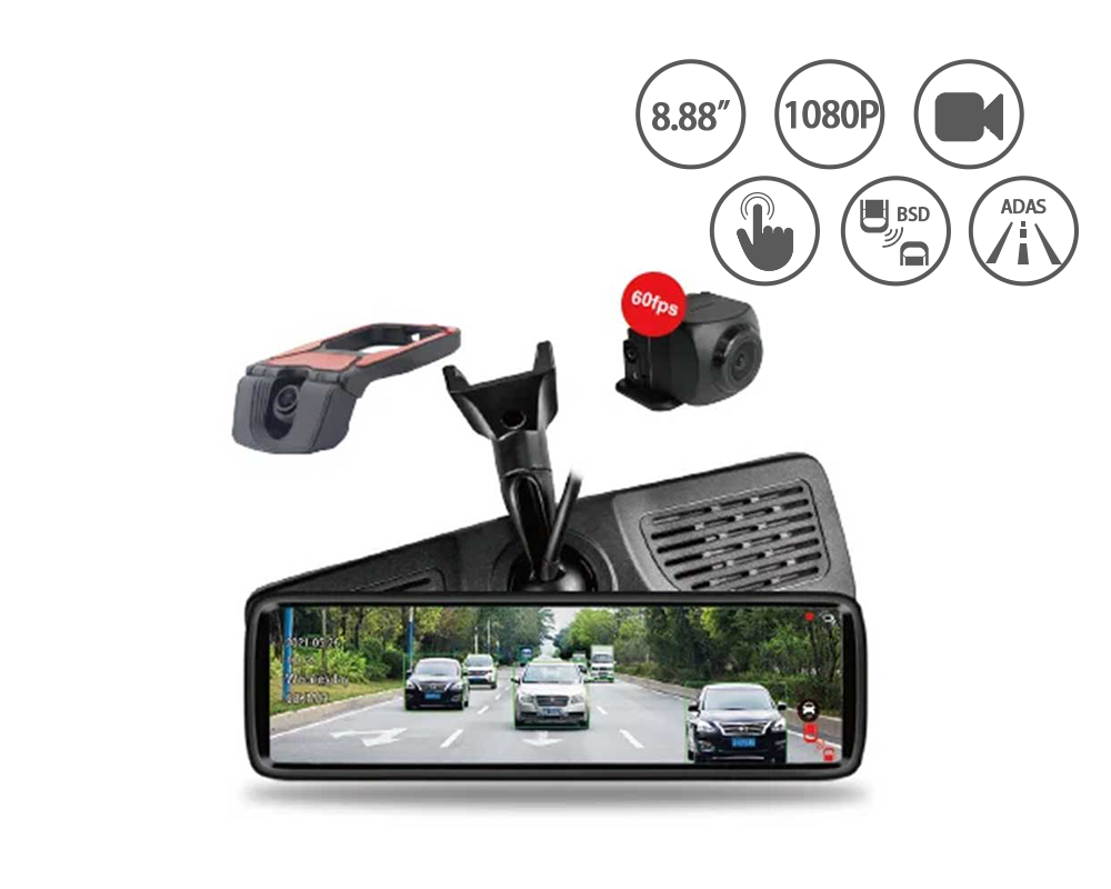 8.88 Inch HD Dual Camera Rearview Mirror System with ADAS BSD (Rearview Mirror Camera System)